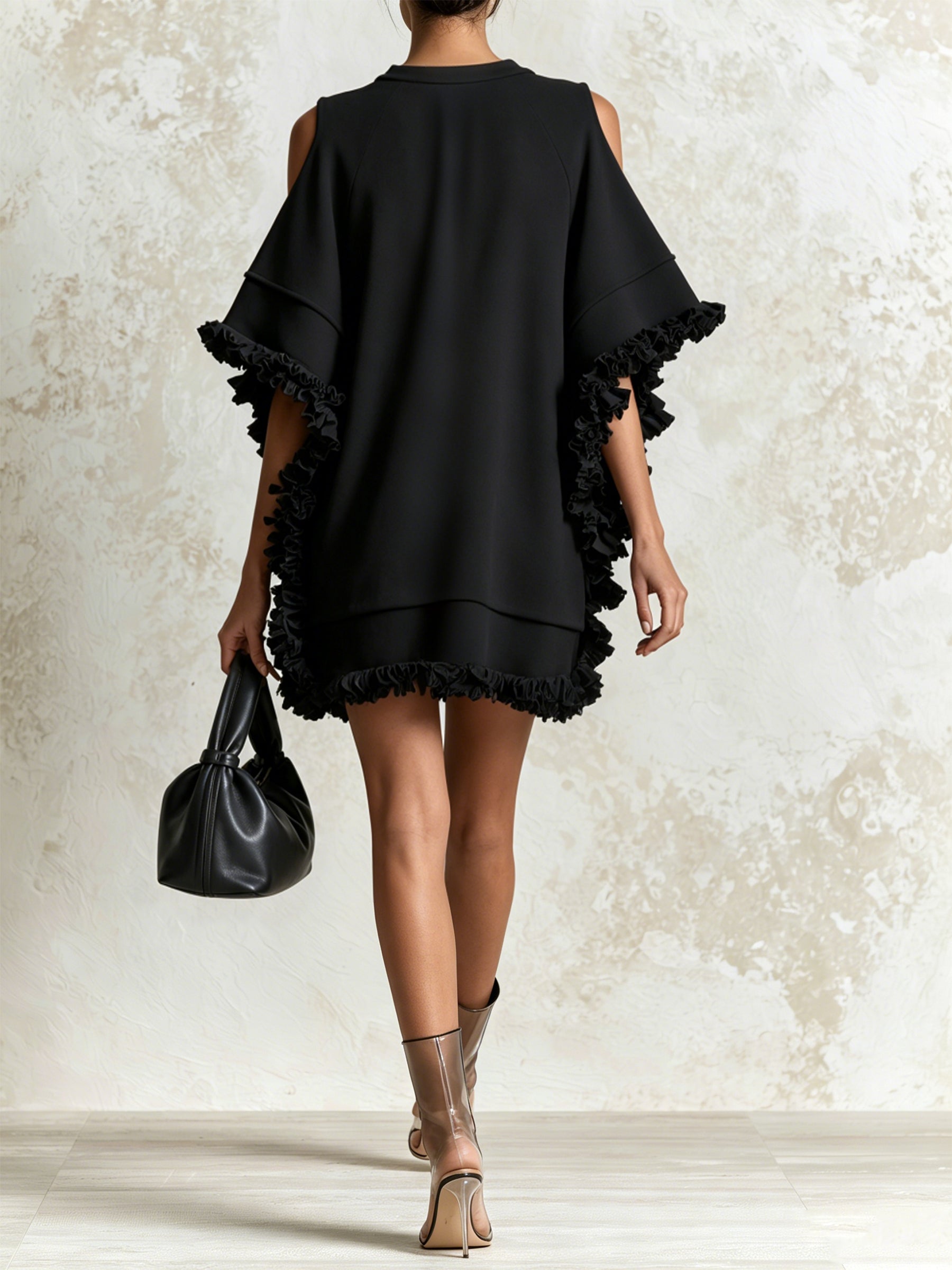 Darcy – Black Off-Shoulder Ruffle Mini Dress