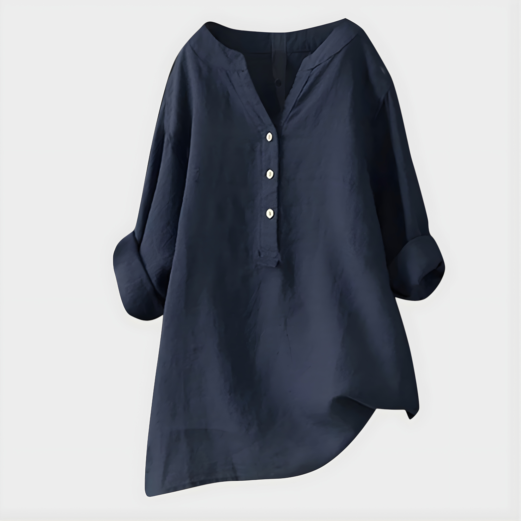 Verena - Elegant Cotton-Linen V-Neck Blouse