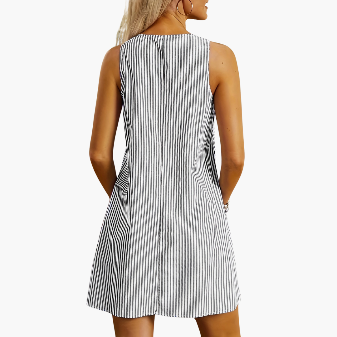 Natalie - Sleeveless Striped Pocket Dress