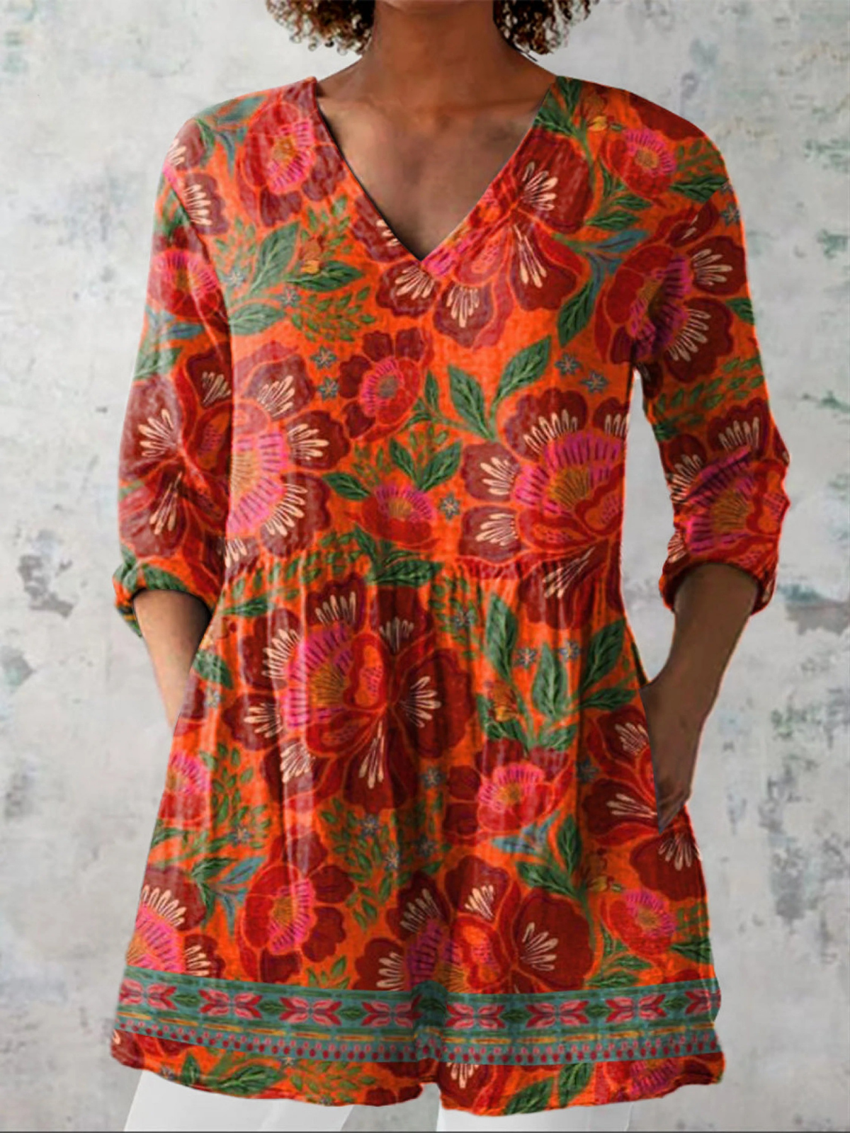 June – Long Blouse with Statement Pattern