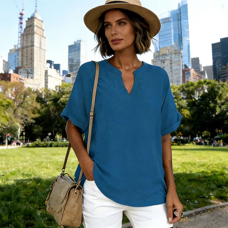 Ursa - Soft V-Neck Everyday Blouse