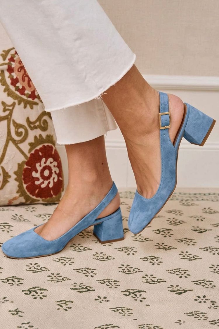 Amalia – Square-Toe Buckle Slingback Chunky Heels