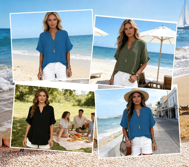 Ursa - Soft V-Neck Everyday Blouse