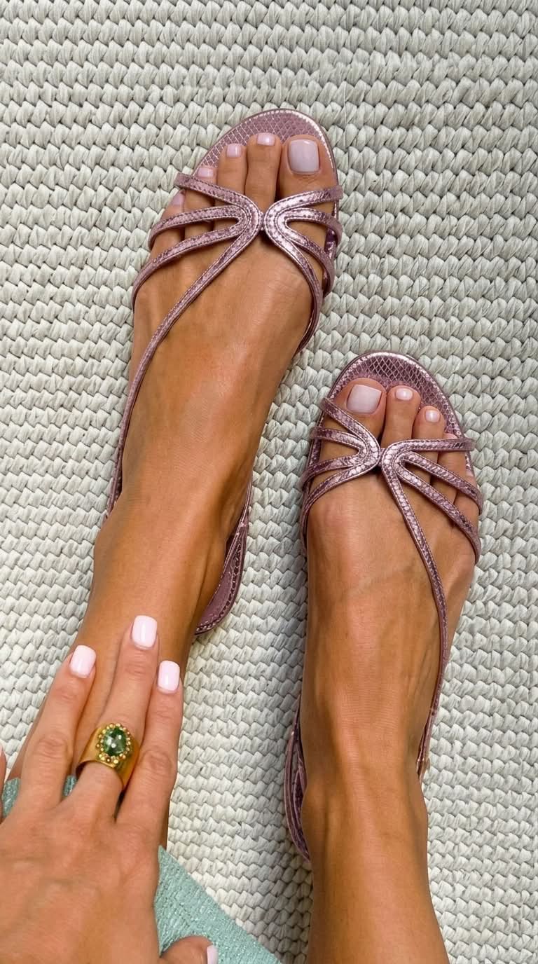 Mathilde – Metallic Snake-Effect Strappy Sandals