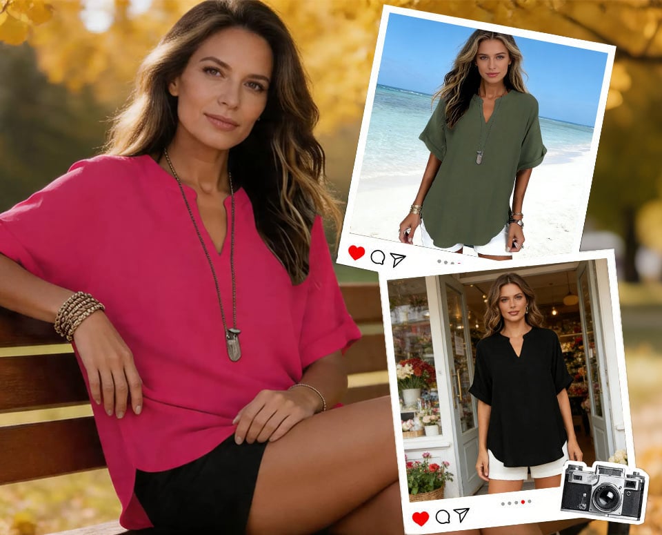 Ursa - Soft V-Neck Everyday Blouse