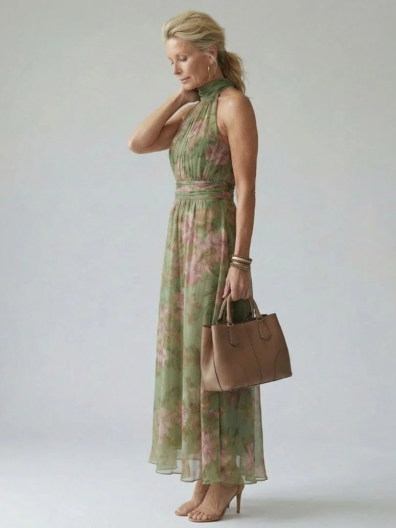 Laelia - Elegant Floral Halter Dress