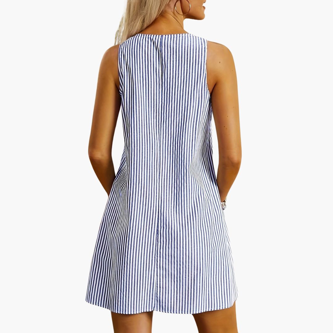 Natalie - Sleeveless Striped Pocket Dress