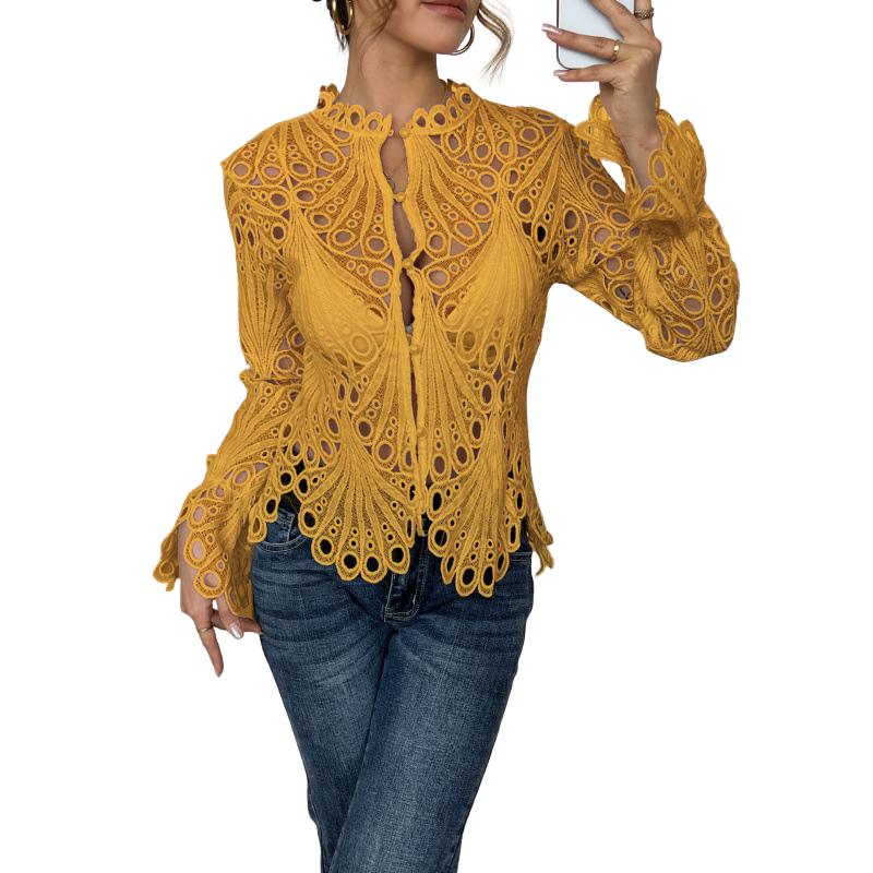 Cleo - Chic Flounce Sleeve Blouse