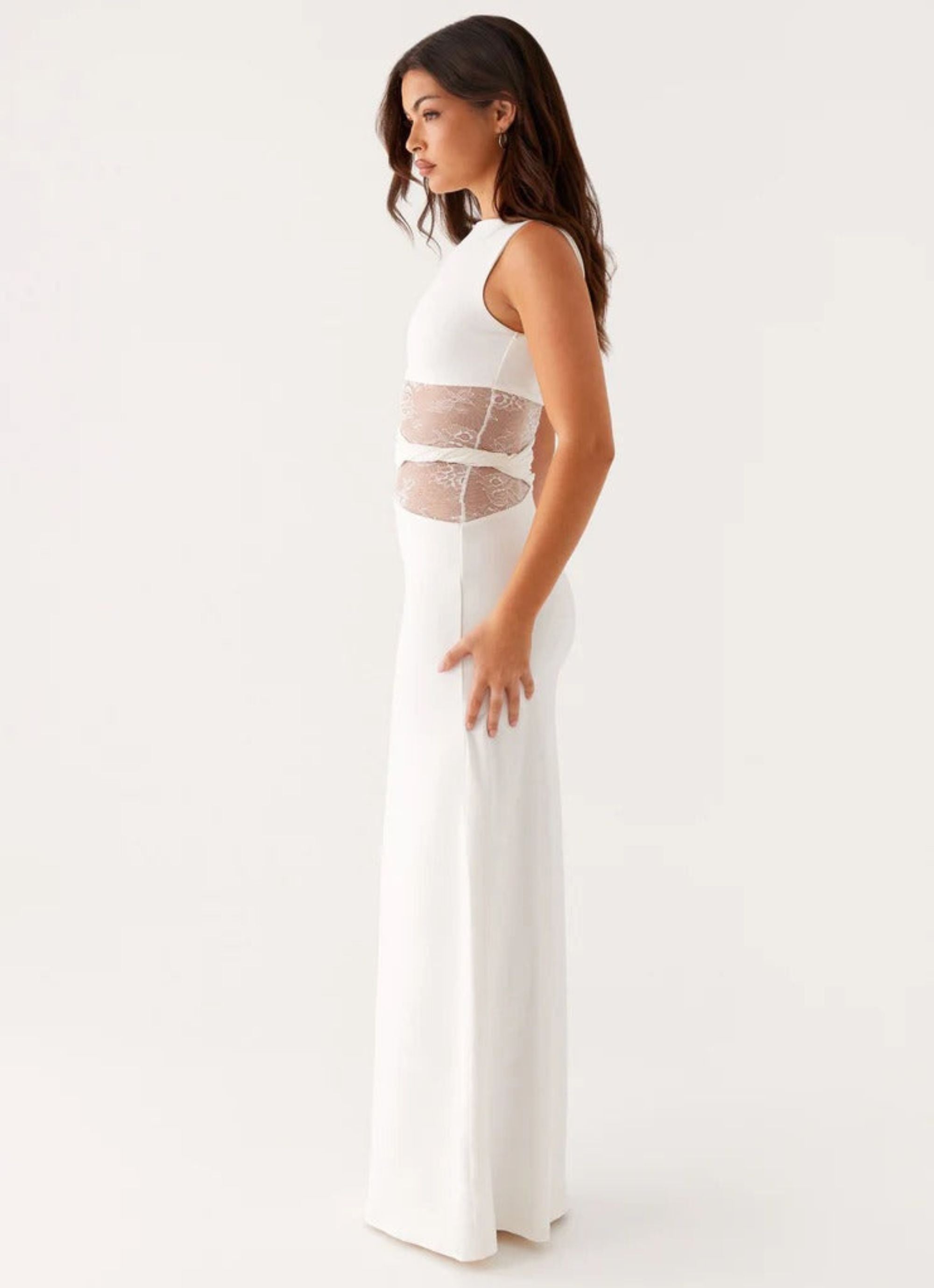 Eliana – Figure Flattering Maxi Dress with Subtle Cutouts and Delicate Lacing