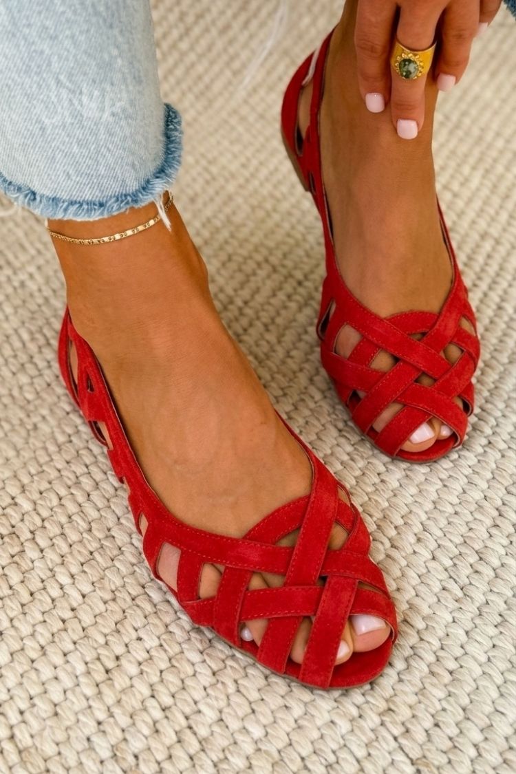 Renata – Woven Open-Toe Cross-Strap Sandals