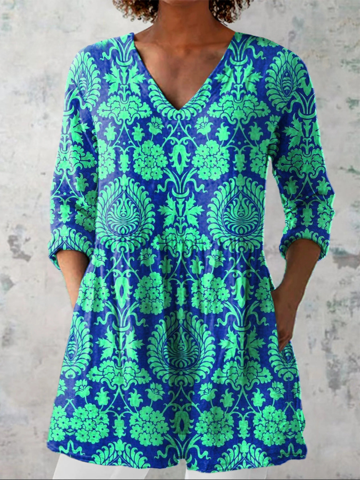 Theodora - Long Blouse with V-Neck