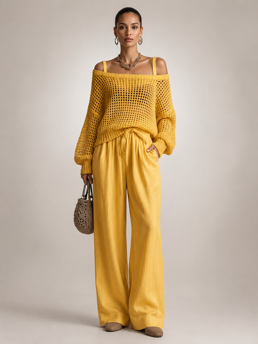 Ariana – Off-Shoulder Two-Piece Trouser Set