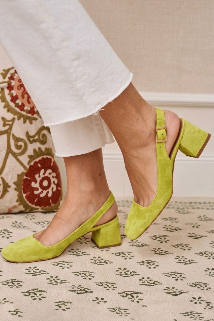 Amalia – Square-Toe Buckle Slingback Chunky Heels