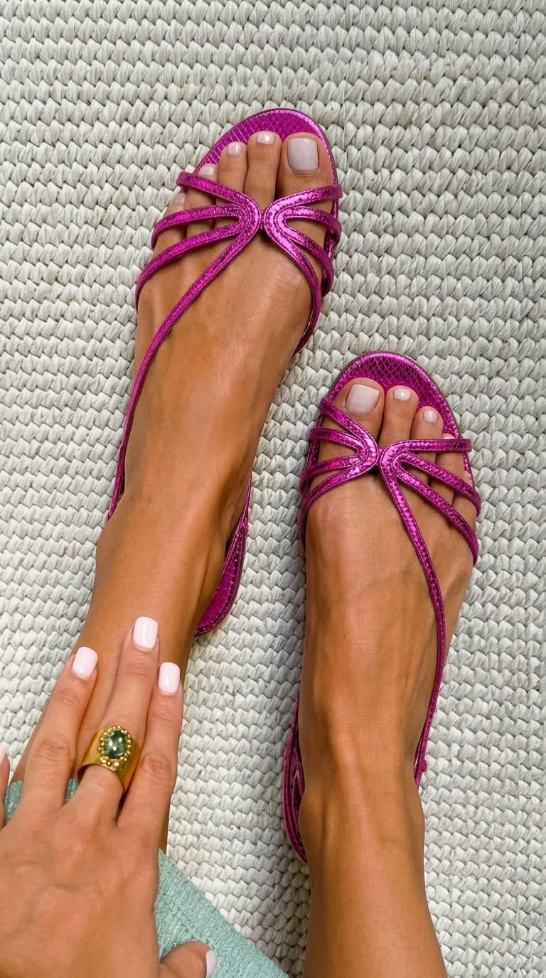 Mathilde – Metallic Snake-Effect Strappy Sandals