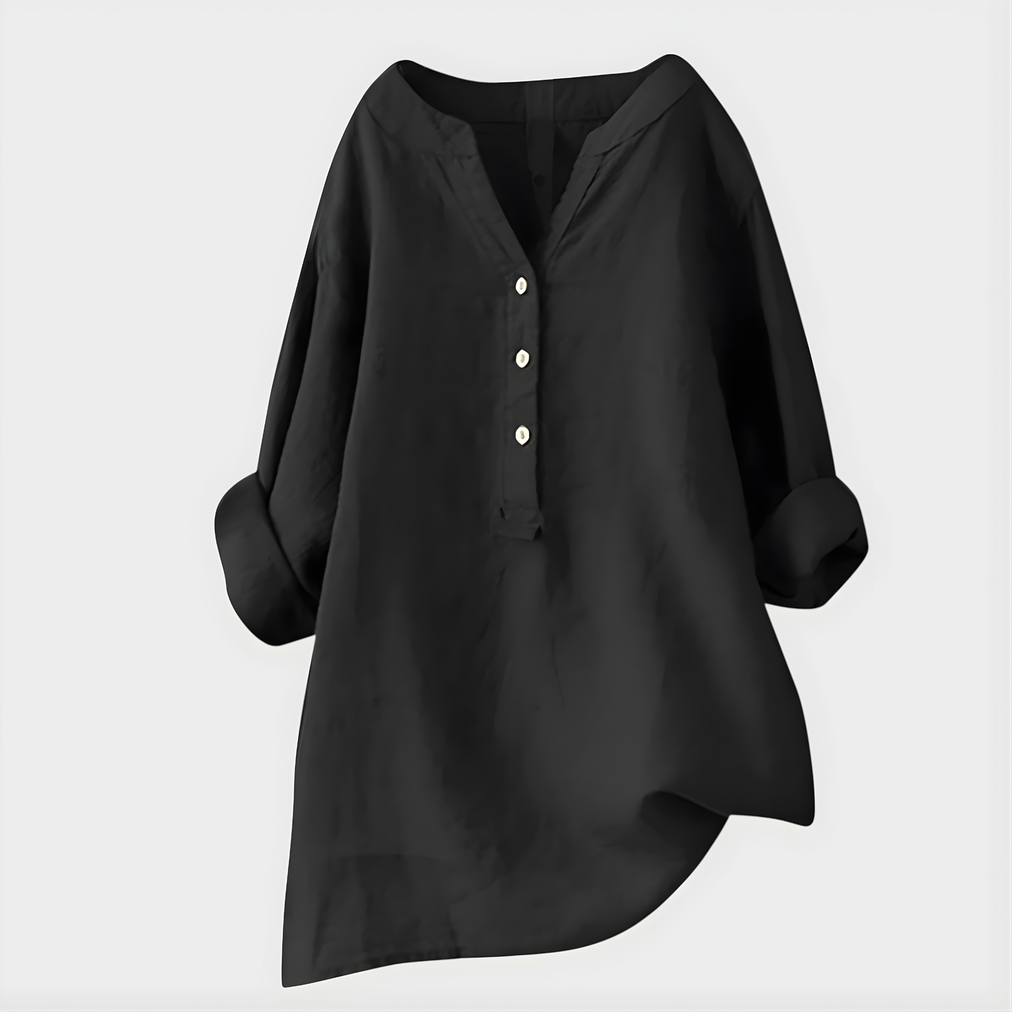 Verena - Elegant Cotton-Linen V-Neck Blouse