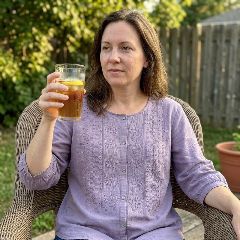 Sarah - Embroidered Cotton and Linen Blouse