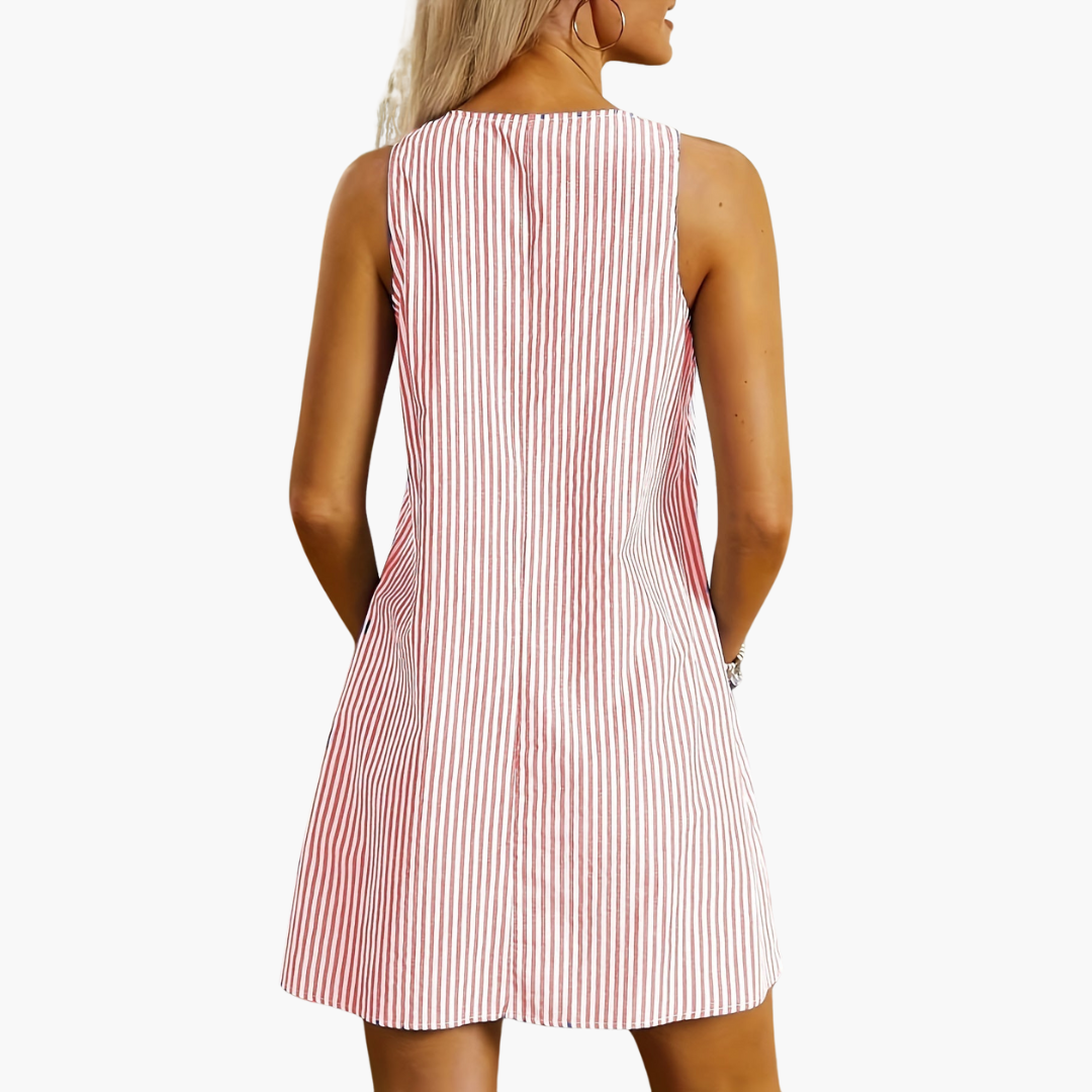 Natalie - Sleeveless Striped Pocket Dress