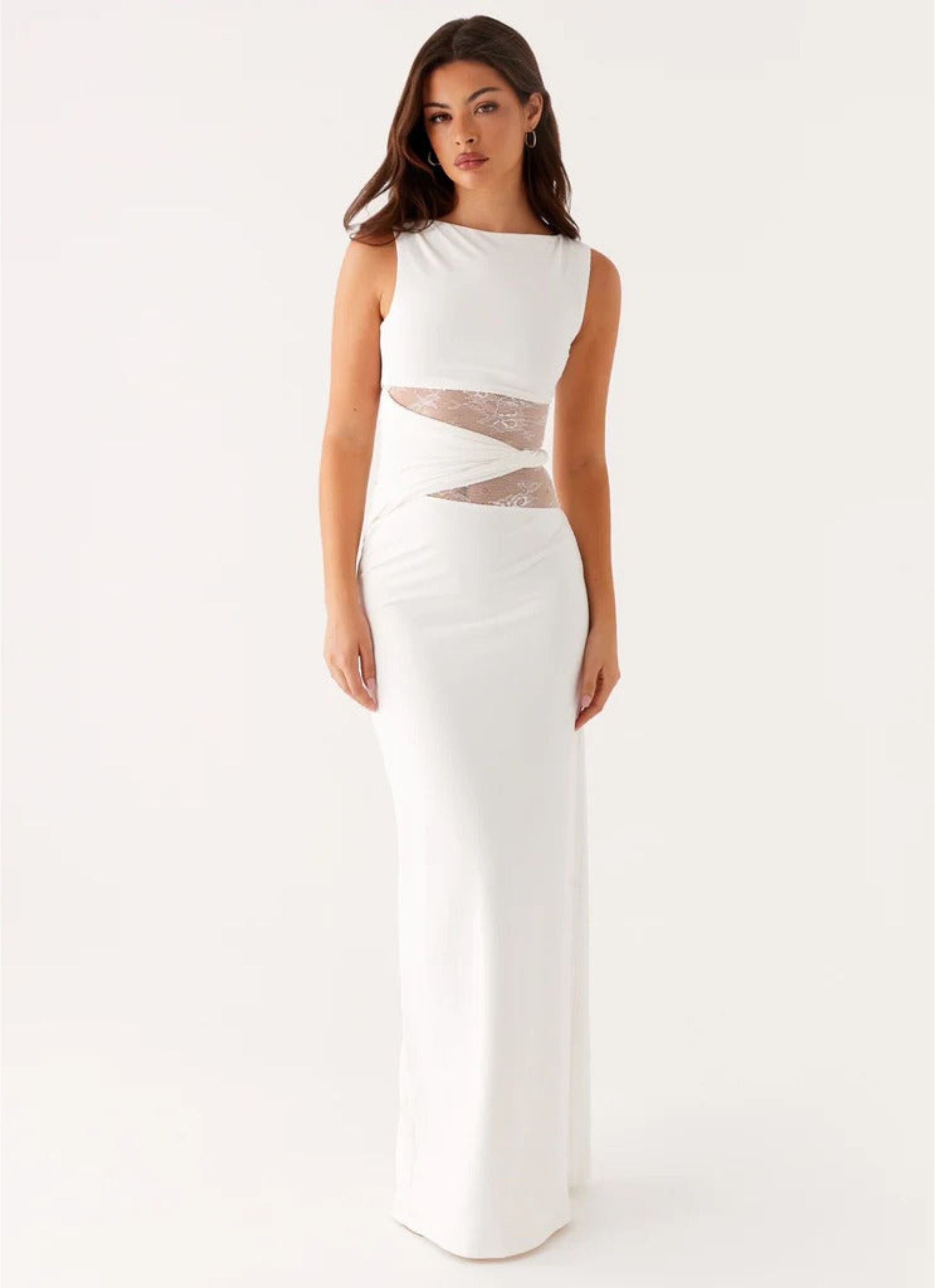 Eliana – Figure Flattering Maxi Dress with Subtle Cutouts and Delicate Lacing