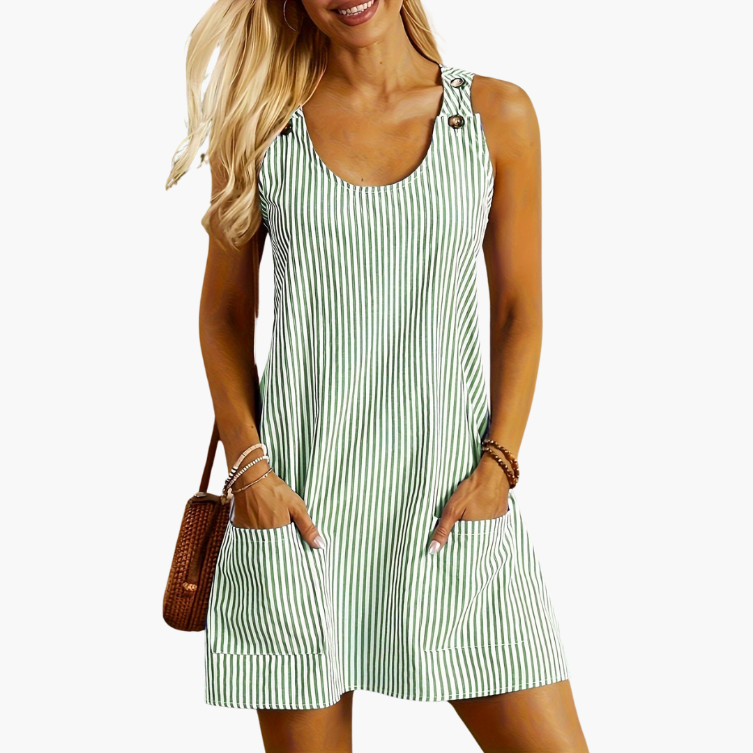 Natalie - Sleeveless Striped Pocket Dress