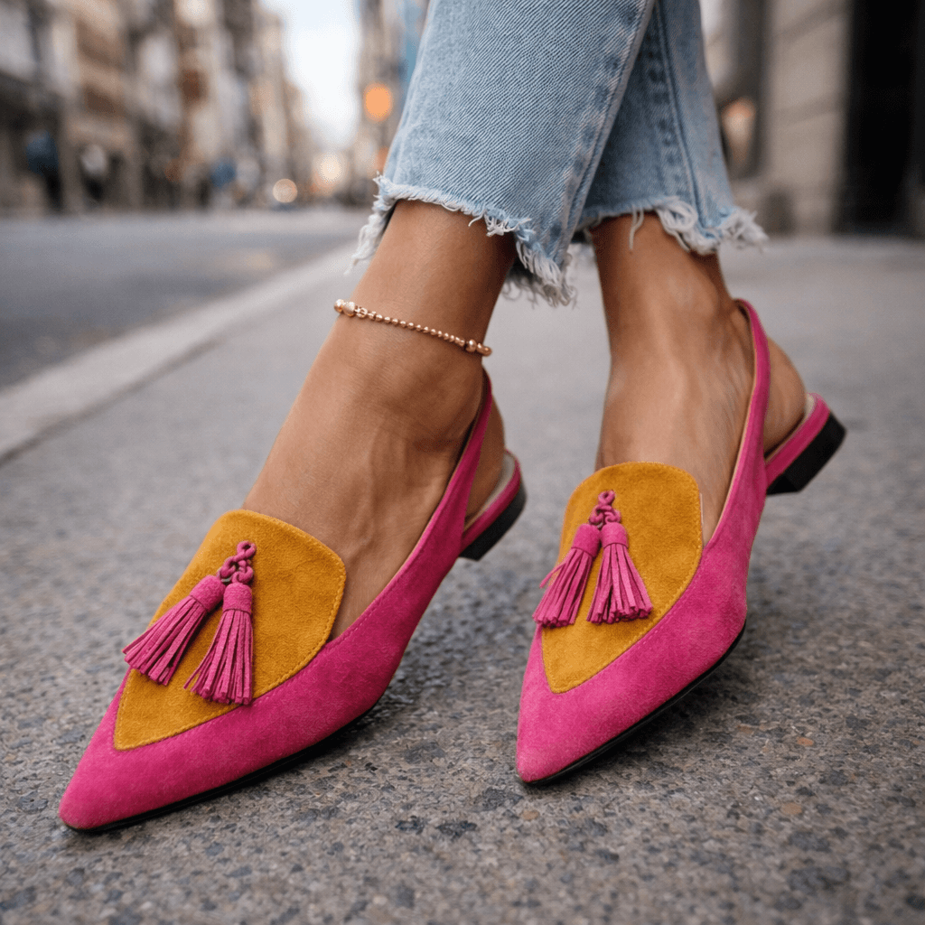 Fabienne - Suede Tassel Strap Sandals