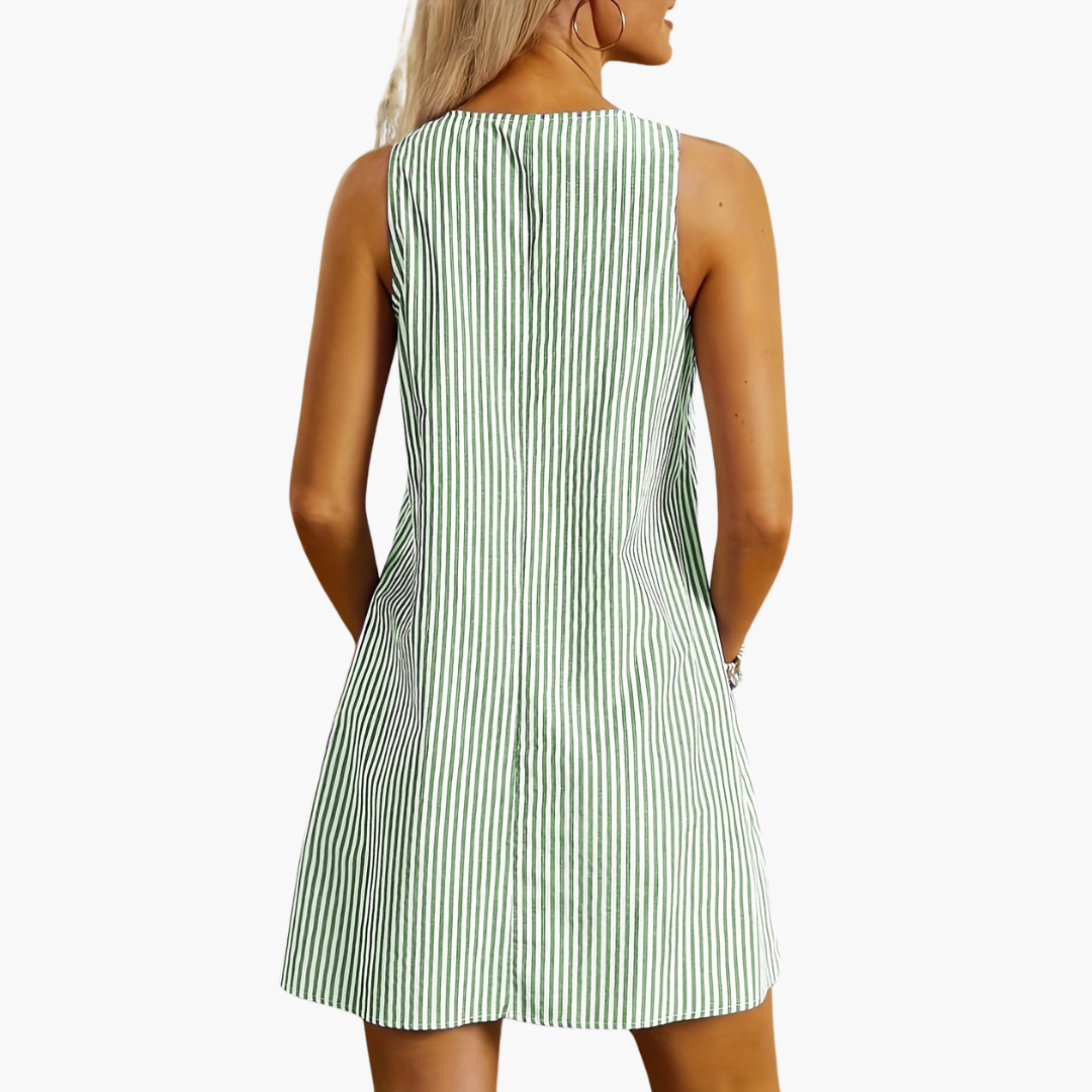 Natalie - Sleeveless Striped Pocket Dress