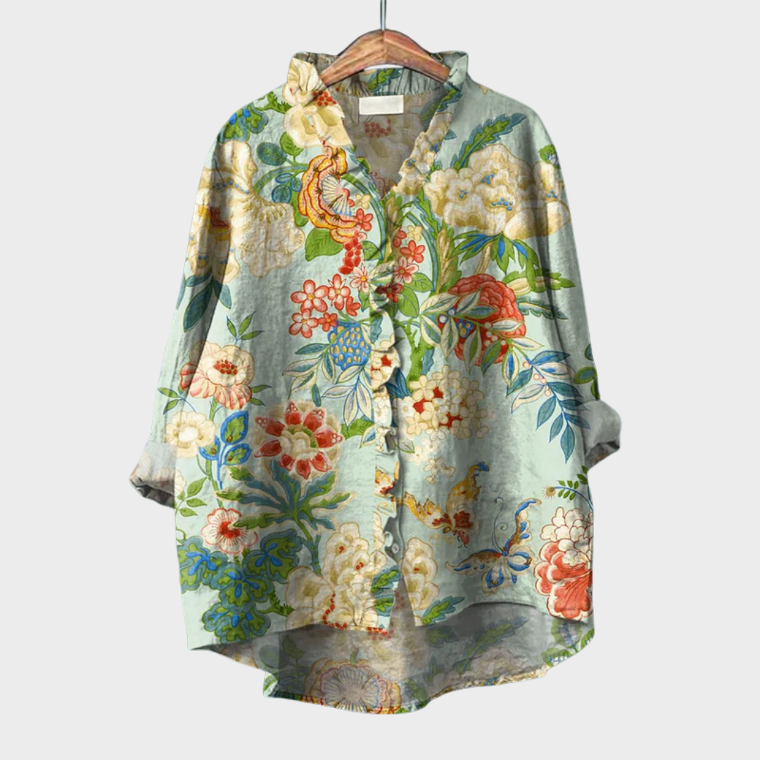 Gaia - Elegant Linen Summer Blouse