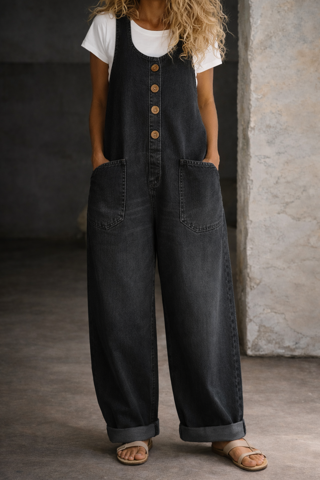 Mirelle - Vintage Washed Cotton Denim Overalls