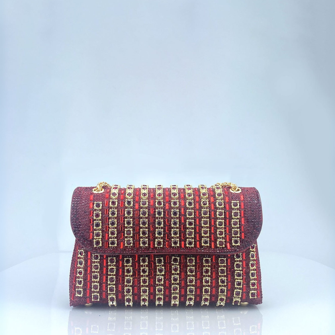 Miley – Chic Chain Shoulder Bag with Colored Diamonds