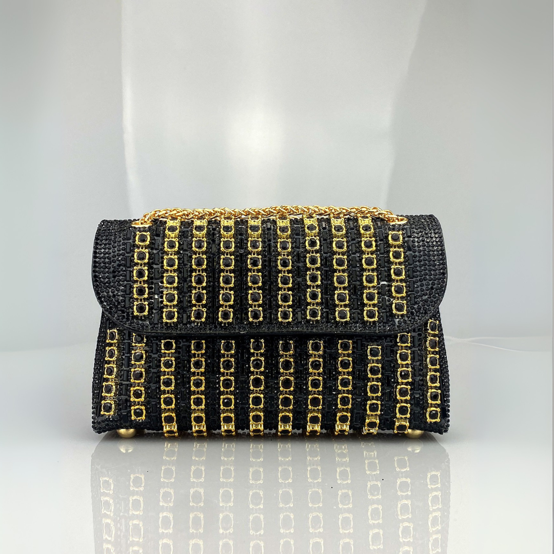 Miley – Chic Chain Shoulder Bag with Colored Diamonds