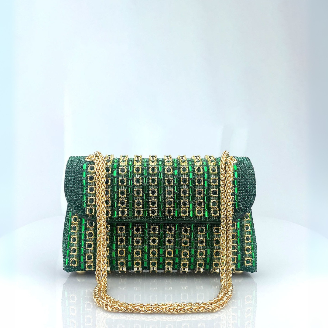 Miley – Chic Chain Shoulder Bag with Colored Diamonds