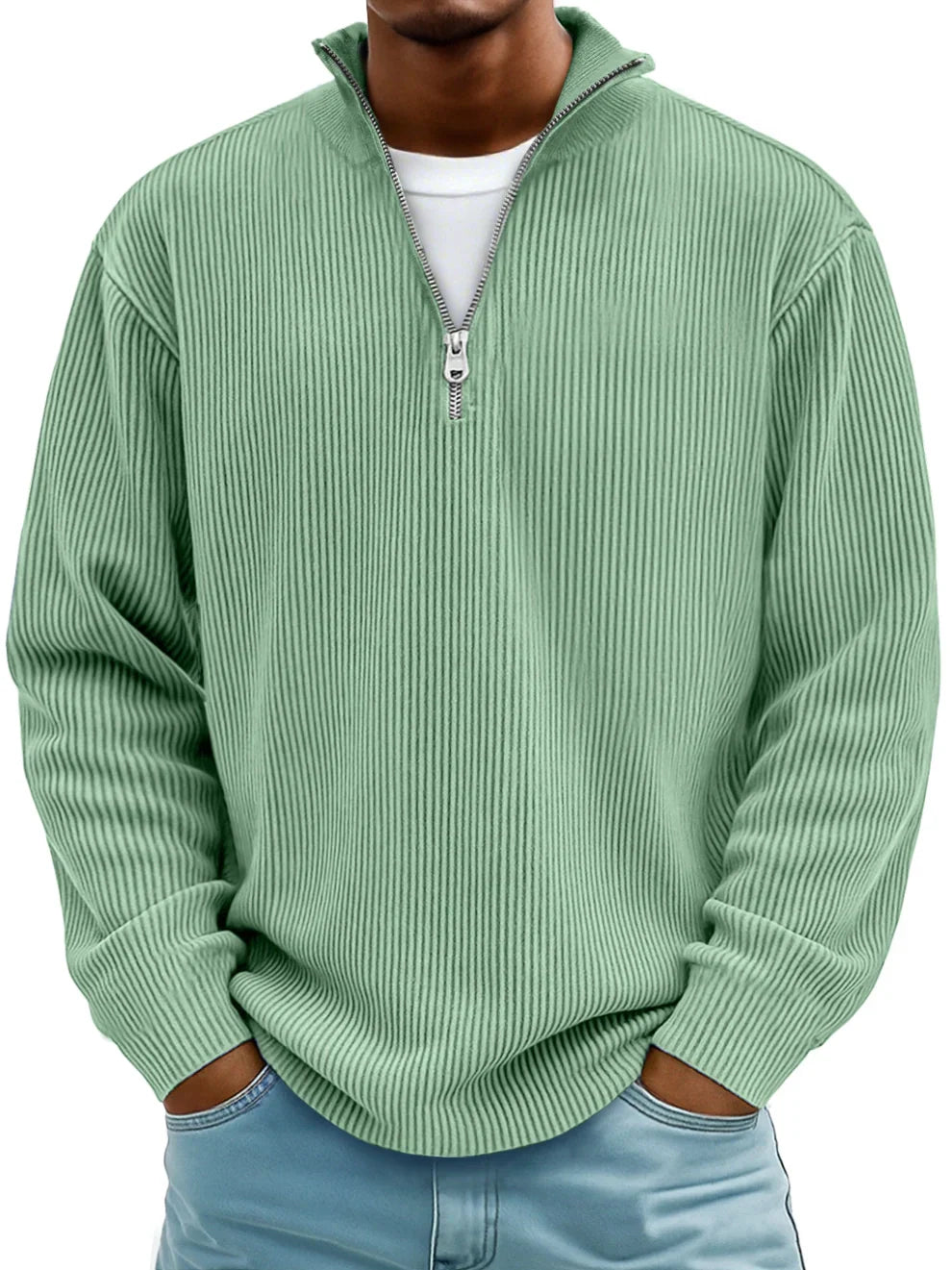 Jude – Trendy Half-Zip Knitted Sweater