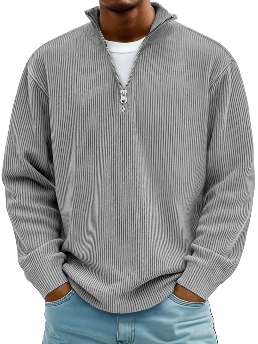 Jude – Trendy Half-Zip Knitted Sweater