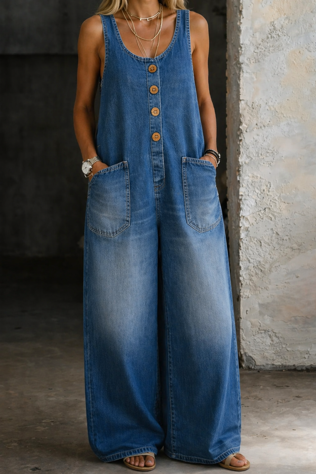 Mirelle - Vintage Washed Cotton Denim Overalls