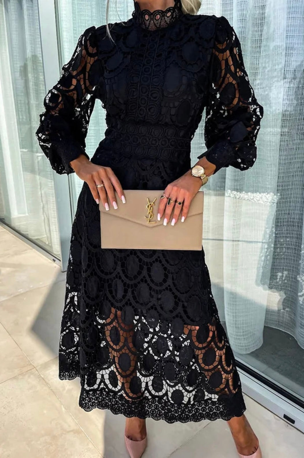 Athena - Elegant Lace Midi Dress