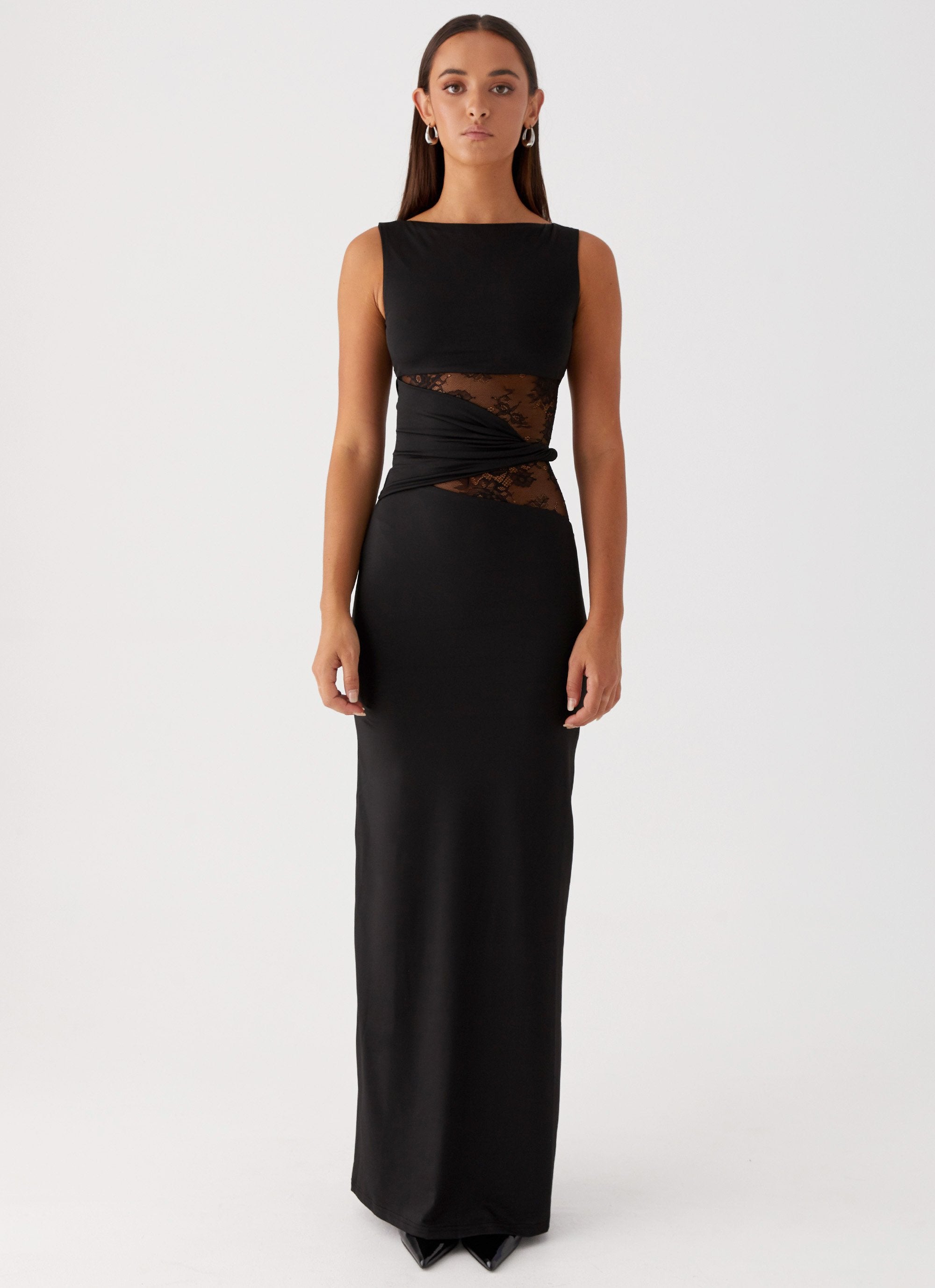 Eliana – Figure Flattering Maxi Dress with Subtle Cutouts and Delicate Lacing