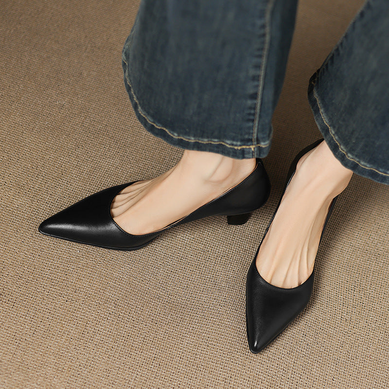 Sienna - Elegant Leather Kitten Heels