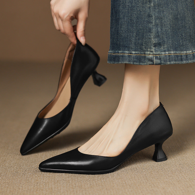Sienna - Elegant Leather Kitten Heels