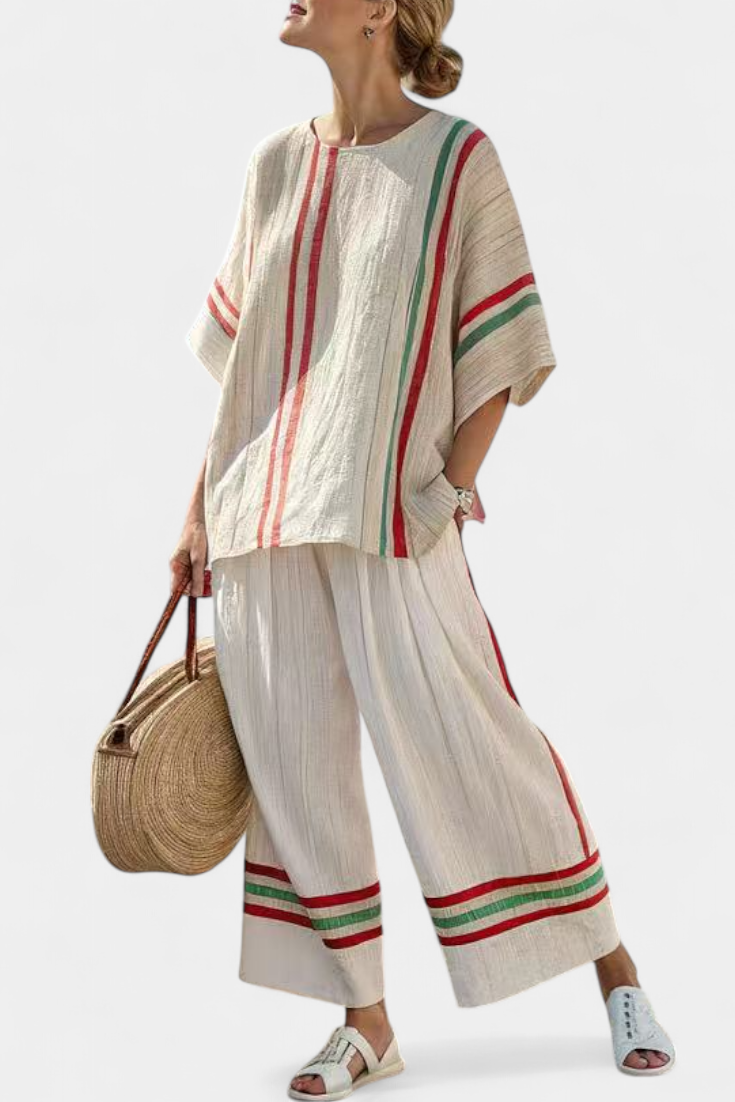 Briony – Printed Boho Blouse and Comfortable Wide-Leg Trousers