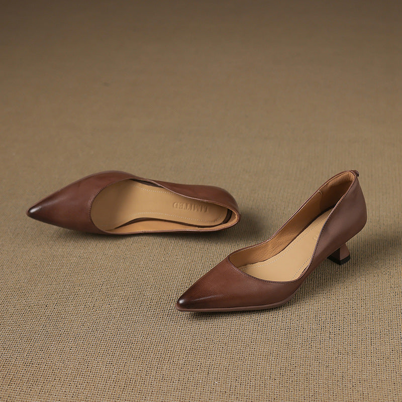 Sienna - Elegant Leather Kitten Heels
