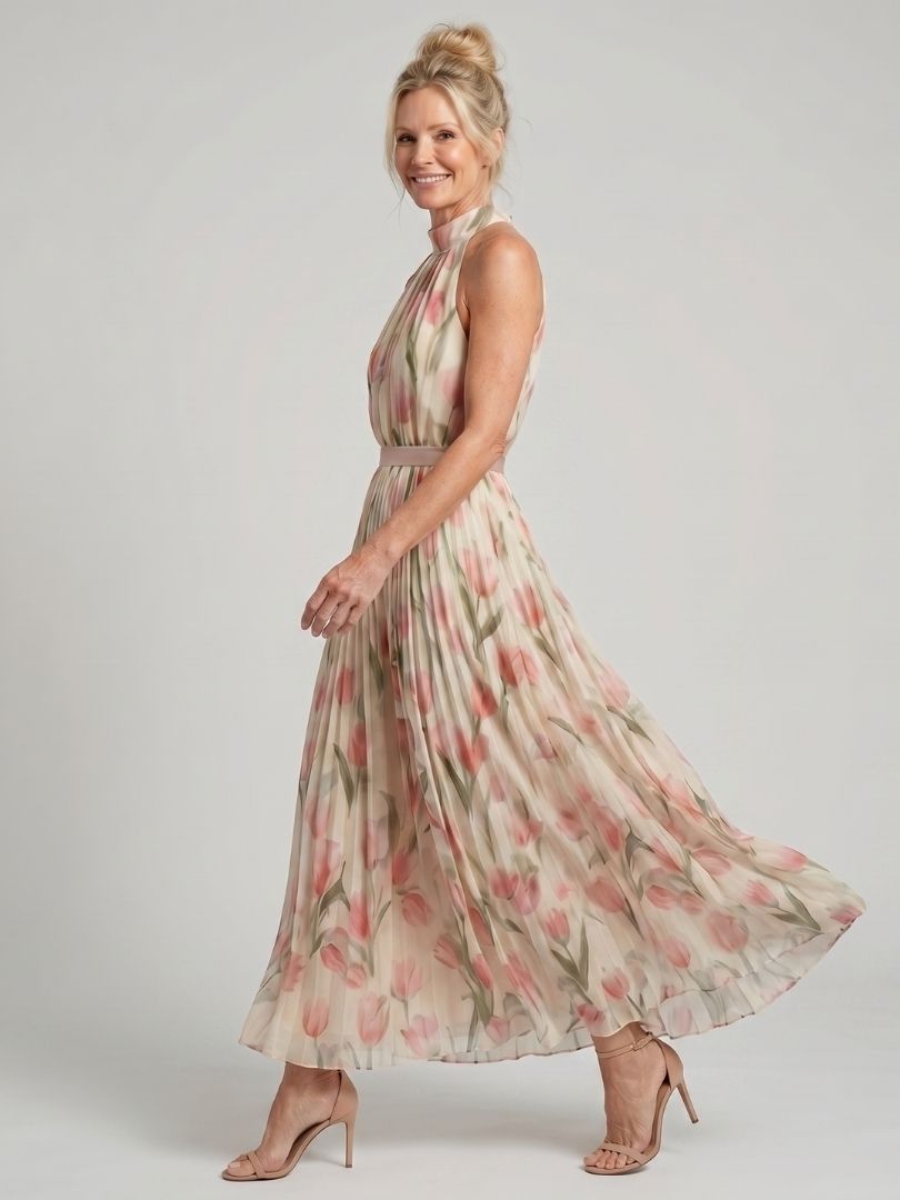 Blair – Halter Neck Floral Midi Dress