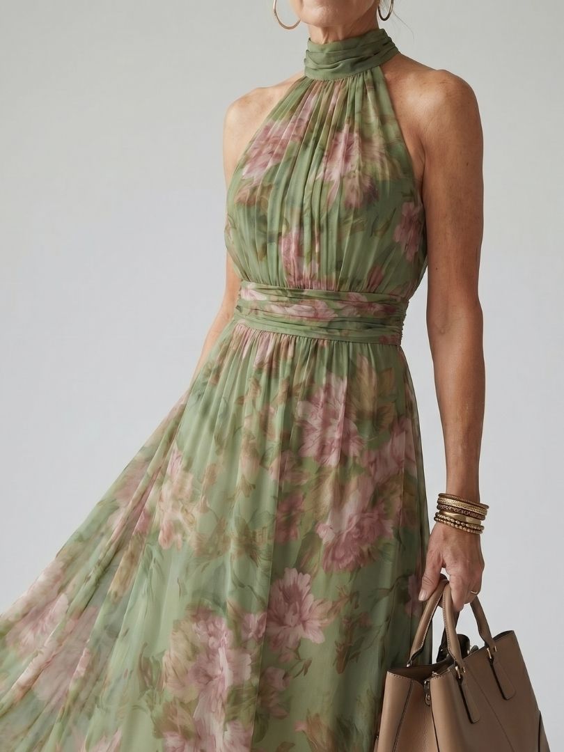Bronte – Floral Halter Neck Maxi Dress