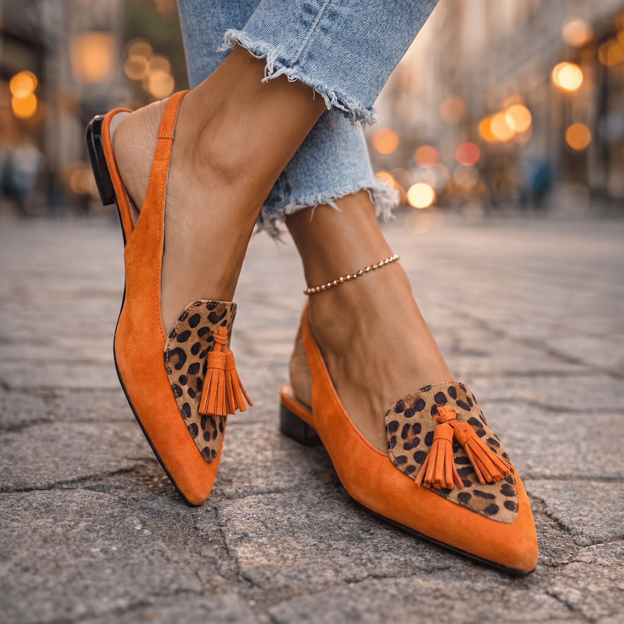 Fabienne - Suede Tassel Strap Sandals
