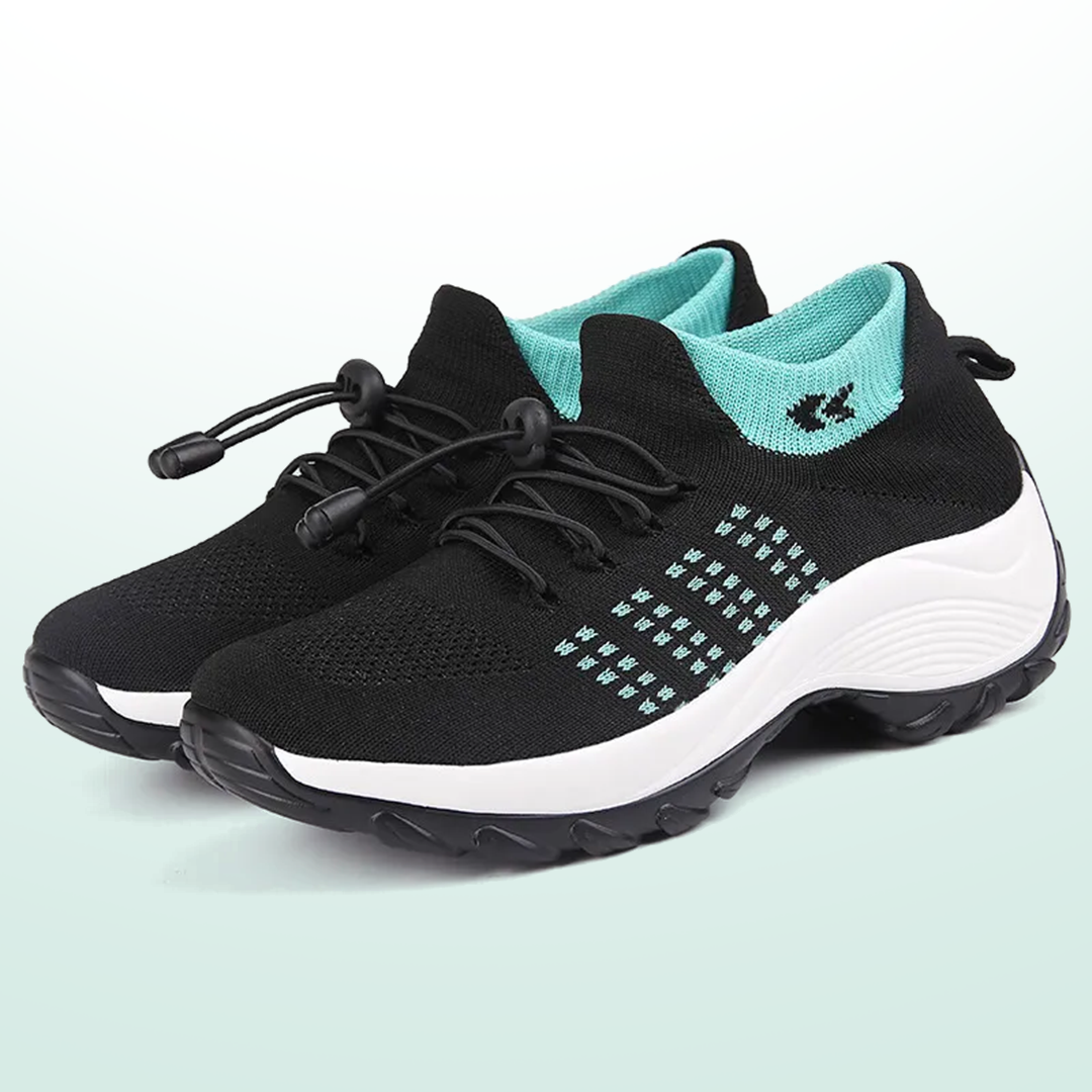 Alouette – Orthopedic Knit Fabric Shoes in Green & Black