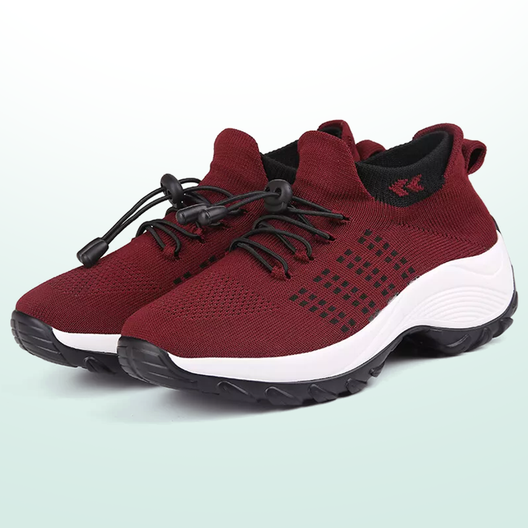 Wilhelmina – Orthopedic Knit Fabric Shoes in Black & Red