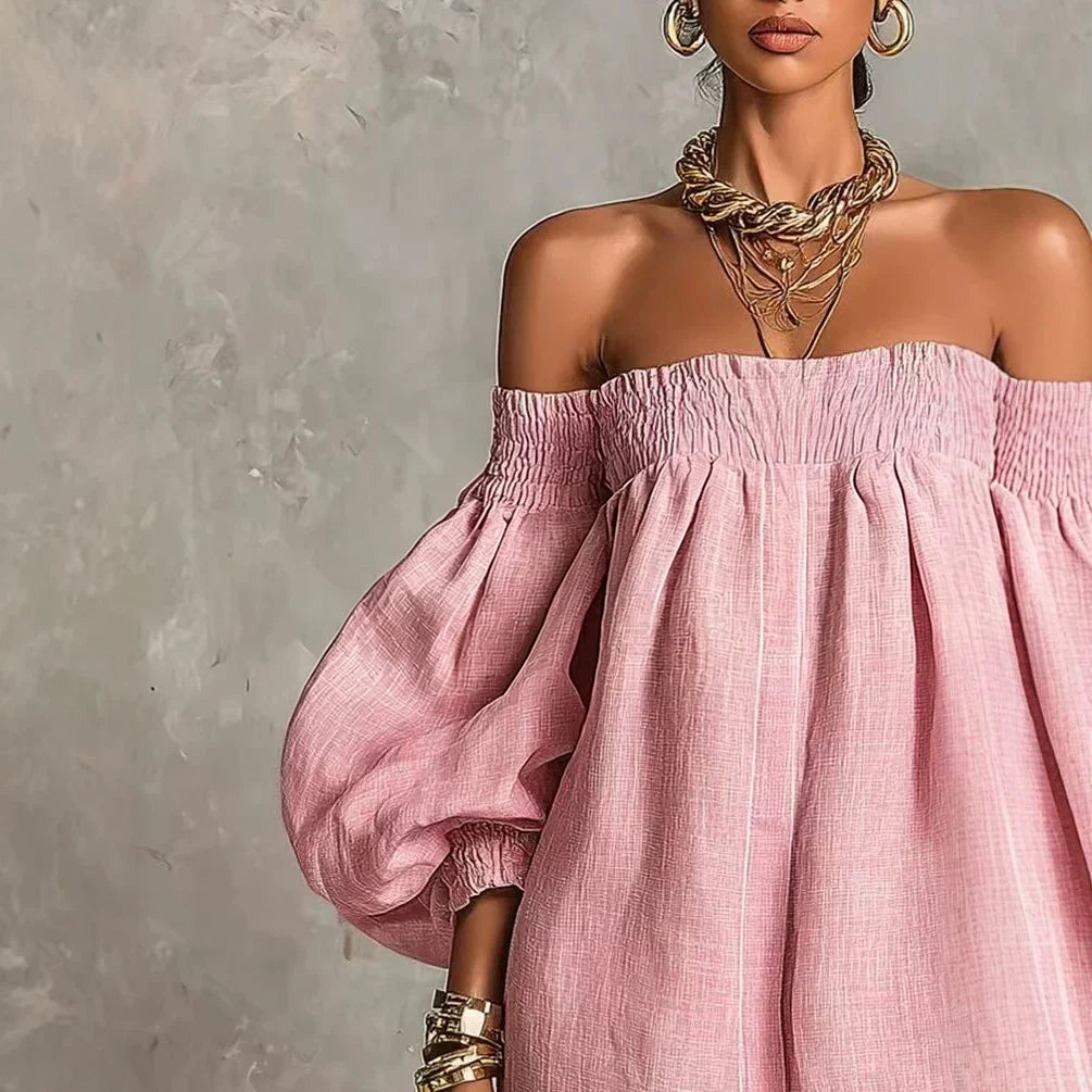 Agnes – Pastel Pink Bohemian Mini Dress