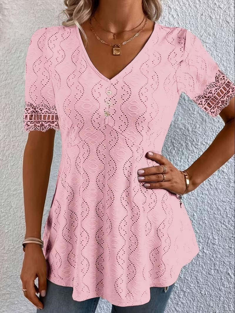 Wisteria – Printed V-Neck Summer Top