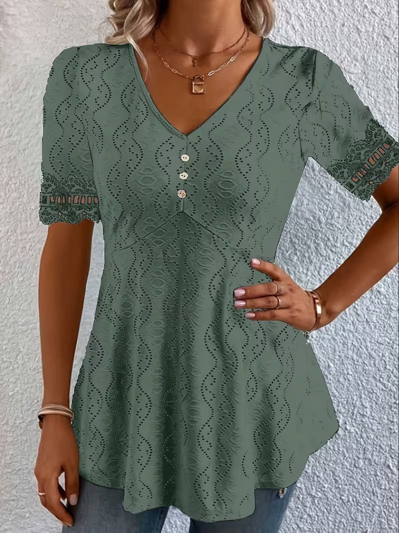 Wisteria – Printed V-Neck Summer Top