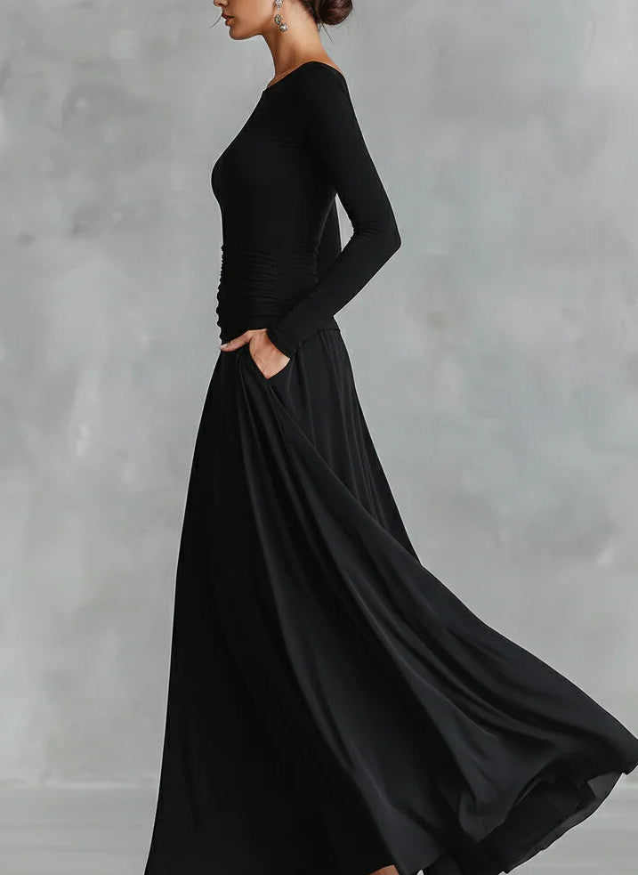 Adele – Black Crepe Maxi Dress