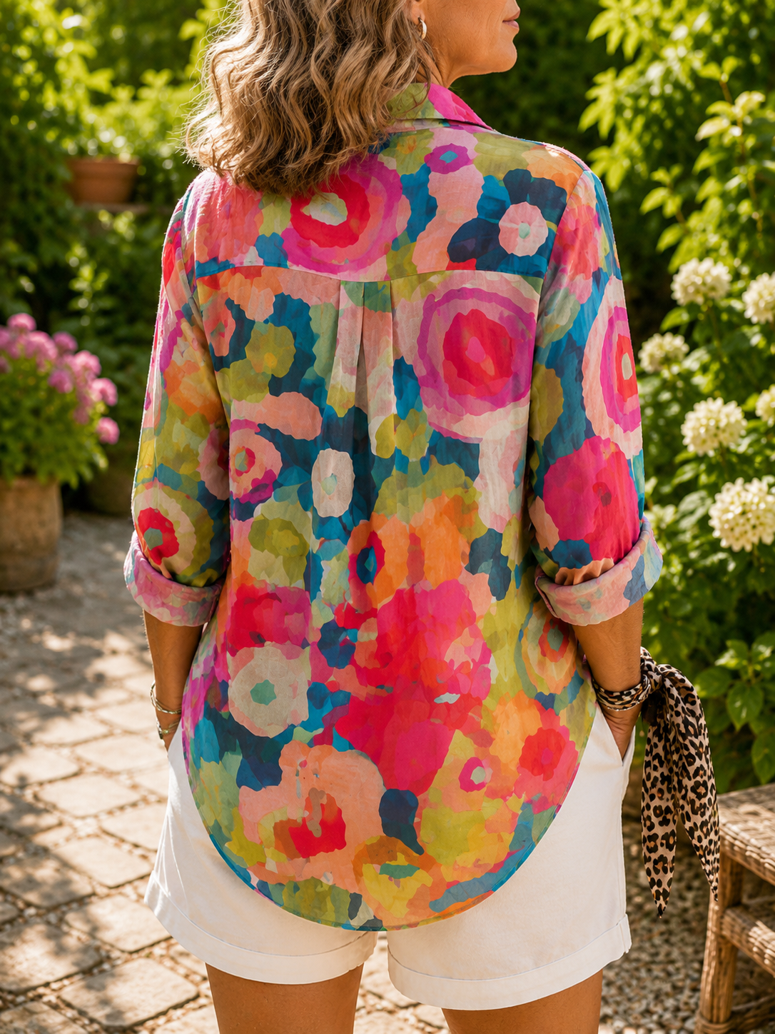 Holly - Vibrant Artistic Blouse with Buttoning