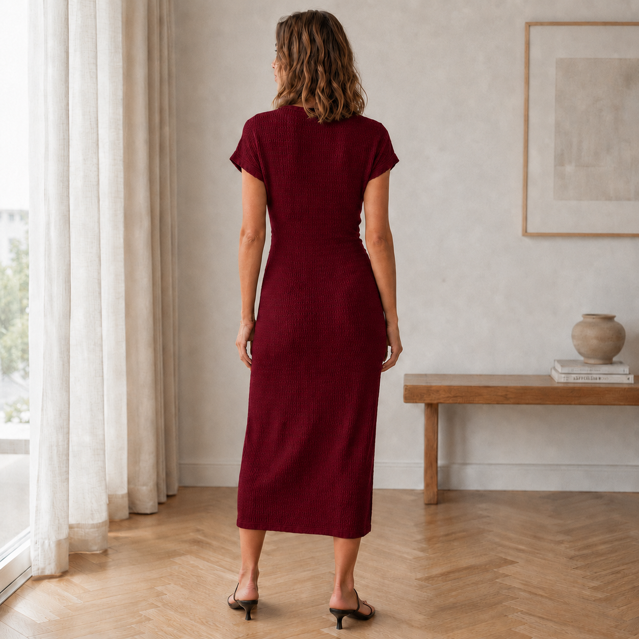 Ada - Ribbed Knotted Midi Dress